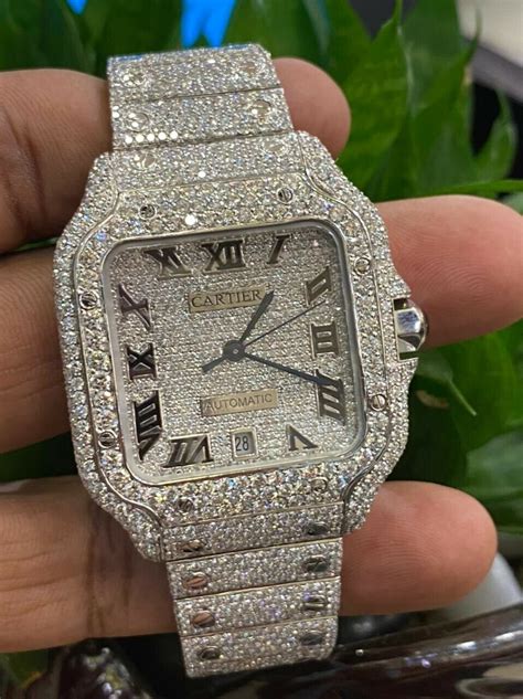 diamond encrusted cartier watch|cartier men's watch with diamonds.